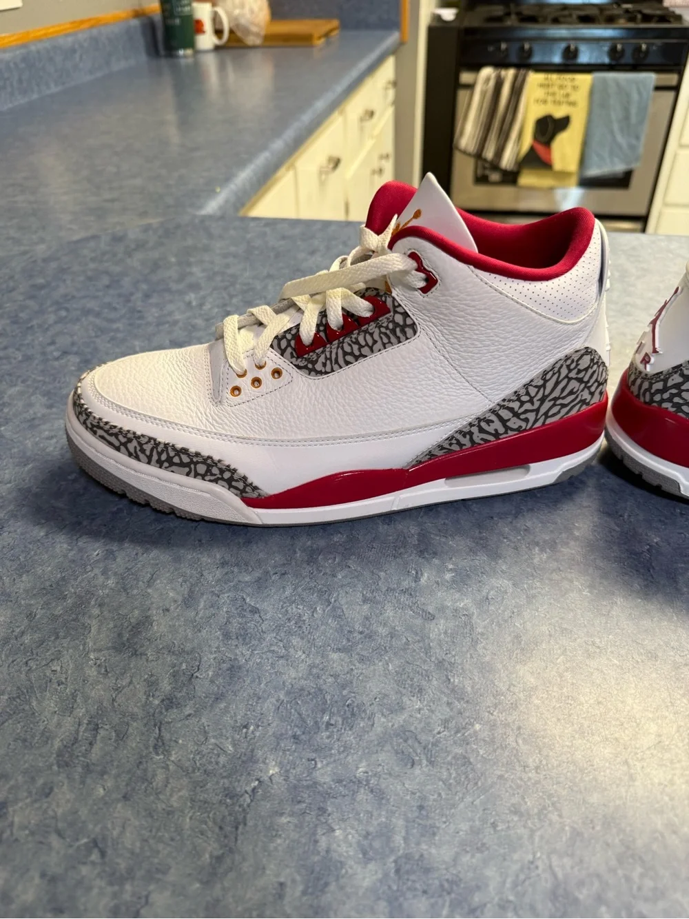 Jordan Men’s White and Red Elephant-Print Sneakers